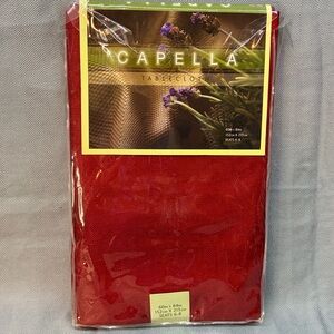 NWT Capella tablecloth 60 x 84 100% polyester, red tablecloth